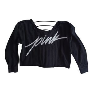 Black Cropped Sweatshirt with SilvScript